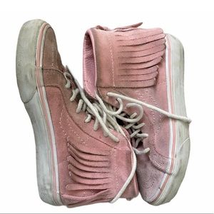 Vans girls pink suede fringe sneakers